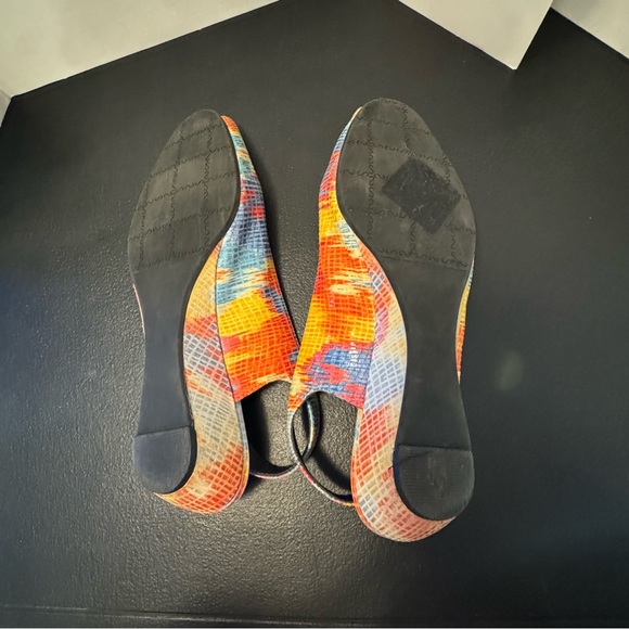 Vintage 1980s/90s Vaneli Multicolor Slingback Peep Toe Wedges – Size 8.5N - Picture 7 of 10